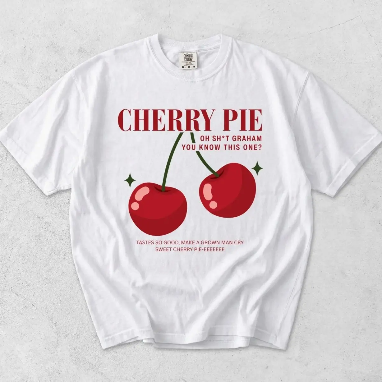 Women's Cotton Fitted Soft Simple Cherry Pie Off Campus Series Print T-Shirt, Hoodie-Sweatshirt Style 14V, Round Neck, Clothes, Fabric