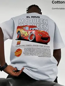 Lightning 95 T-Shirt Gildan Unisex Tee - Racing Car Graphic Shirt, Vintage Cartoon Car Tee, Double Side Print Racing Shirt, Fan Gift for Men Women