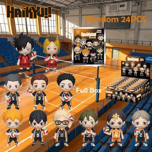 24PCS Full Box Haikyuu!! Officially Licensed 3D Anime Character Series Mystery Bulk Bag Clip Keychain Random One Hinata Shoyo and Kageyama Tobio or Other Characters For Mom and Friend Anniversary Gifts for Back to School