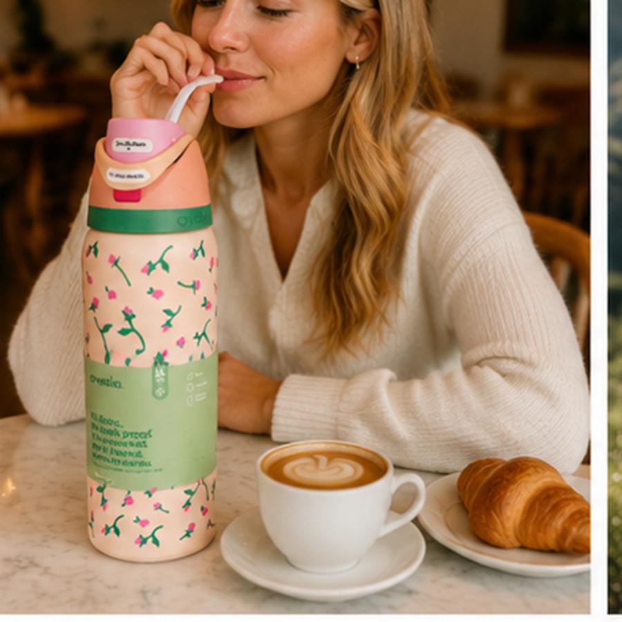 Owala 32oz Insulated Floral Print Retro Look Tea Strainer Water Bottle with Straw - Leakproof, Portable, Women's Single Bottle Drinkware for Gym, Travel
