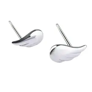 Silver Stud Angel Wings Earrings