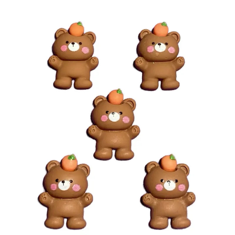 Set of Five Bear Charms Slime Charm Kawaii Resin Cabochon Junk Charms