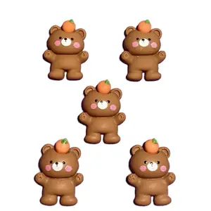 Set of Five Bear Charms Slime Charm Kawaii Resin Cabochon Junk Charms