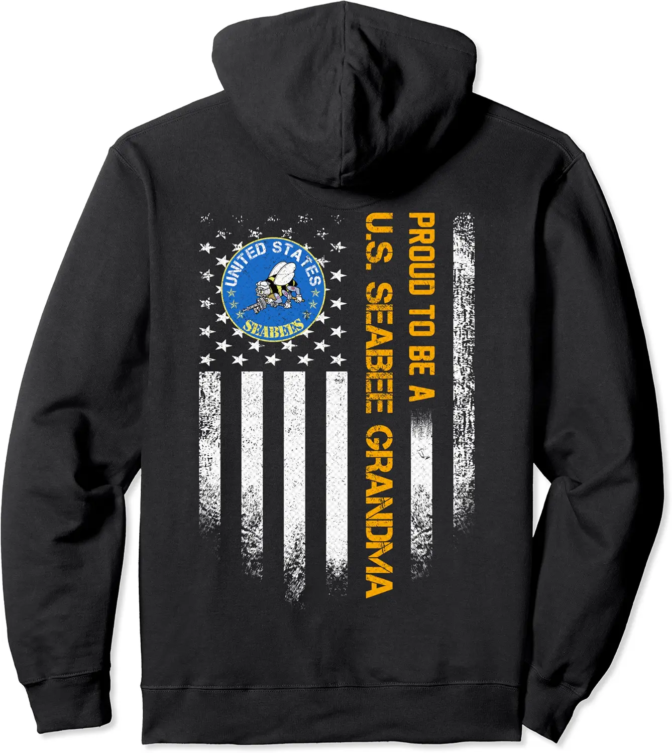 Vintage USA American Flag Proud To Be A US Seabee Grandma Pullover Hoodie - Terrancecar Shop 84B0924SQ8C4