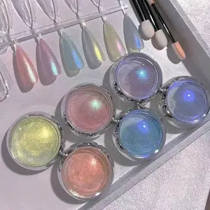 6pcs Auroras Nail Powder Mirror Effect Holographic Chameleon Pigment For Nail Art Gel Polish Mermaid Glitters Dip Powder