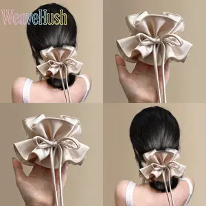 2026 New Elegant Double Pleated Bow Streamer Scrunchies, High Grade Sense Soft Elastic Hair Ties, Trendy Vintage Large Hair Bands, Chic Gentle Women Hair Accessories for Daily Dating Party Casual Hairstyle Matching
