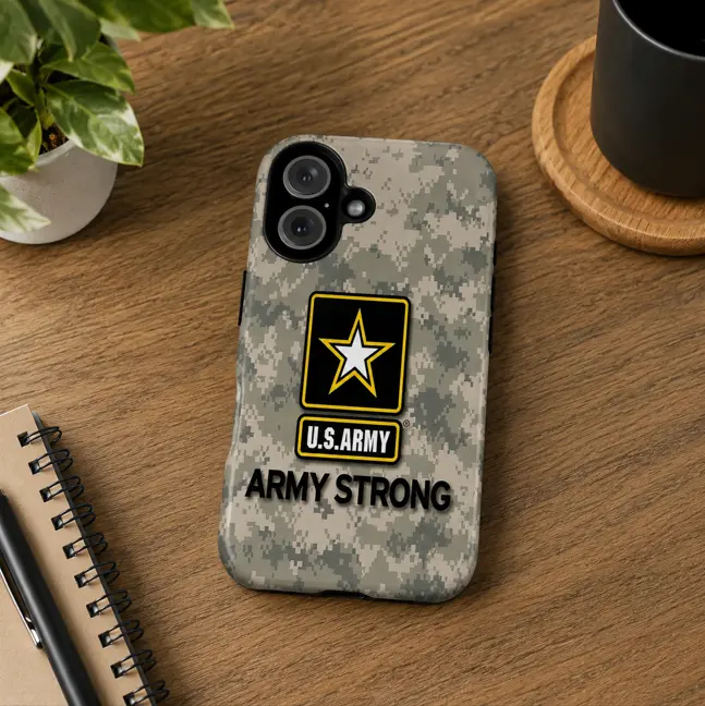 Durable Slim-Fit Camouflage Phone Case with Wireless Compatibility, U.S. Army Star Digital Camo Shell, Military Protective Cover for Veterans & Military Families