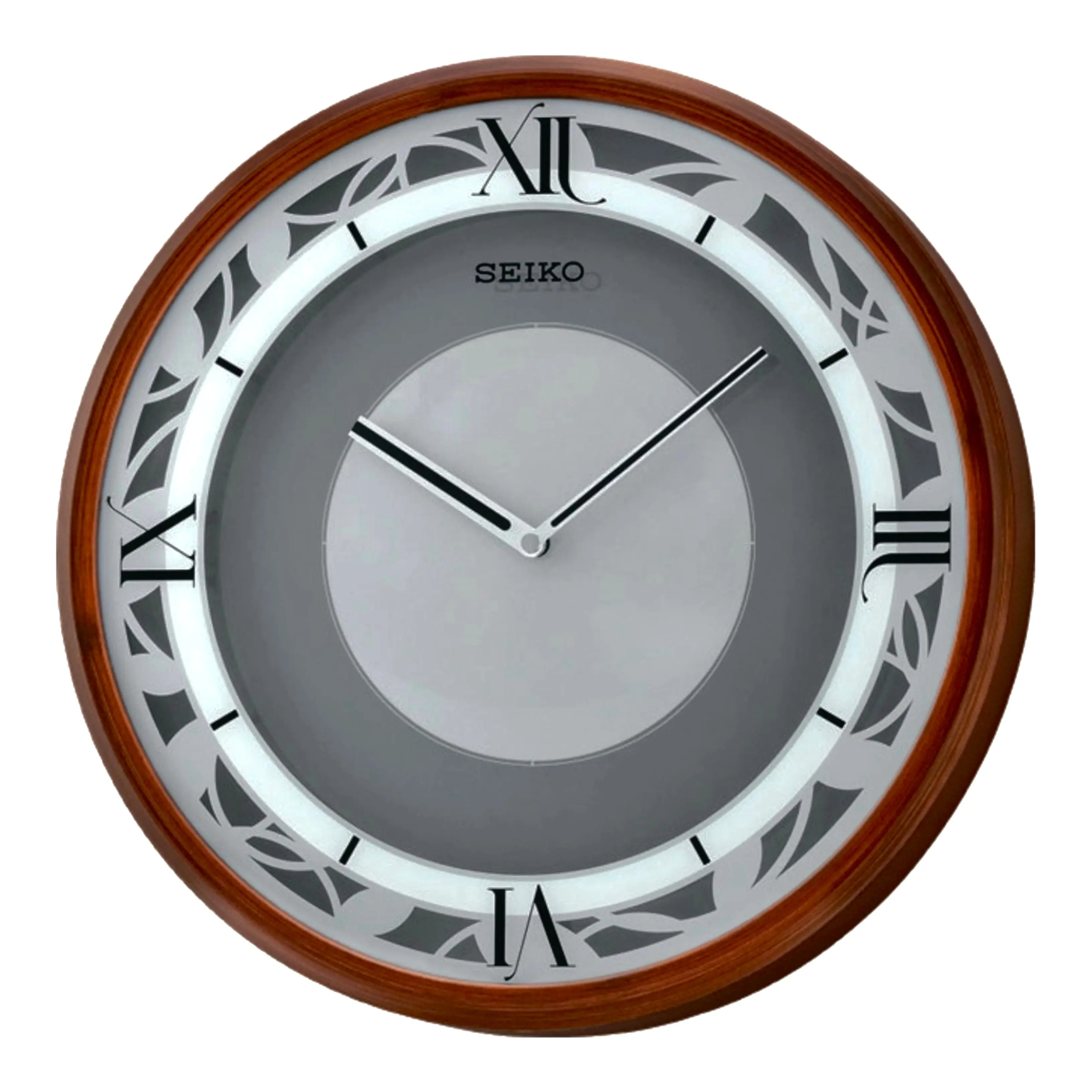 Seiko "Zen Time" Brown Woodgrain Melodies in Motion Modern Musical Wall Clock with LED Light Show & 4 Original Melodies - QXS004BRH