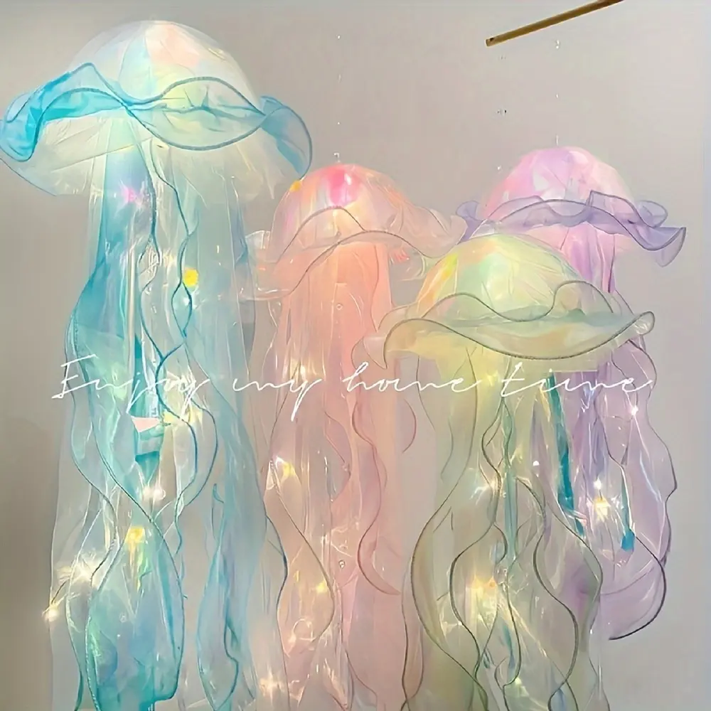 Two Vibrant Led Chandeliers Designed Like Jellyfish, Perfect For Decorating Courtyards, Gardens, And Trees With Lights That Change Colors, Christmas, Halloween, Gender Reveal, Mood Lighting - Available In Multiple Colors Or Random Color