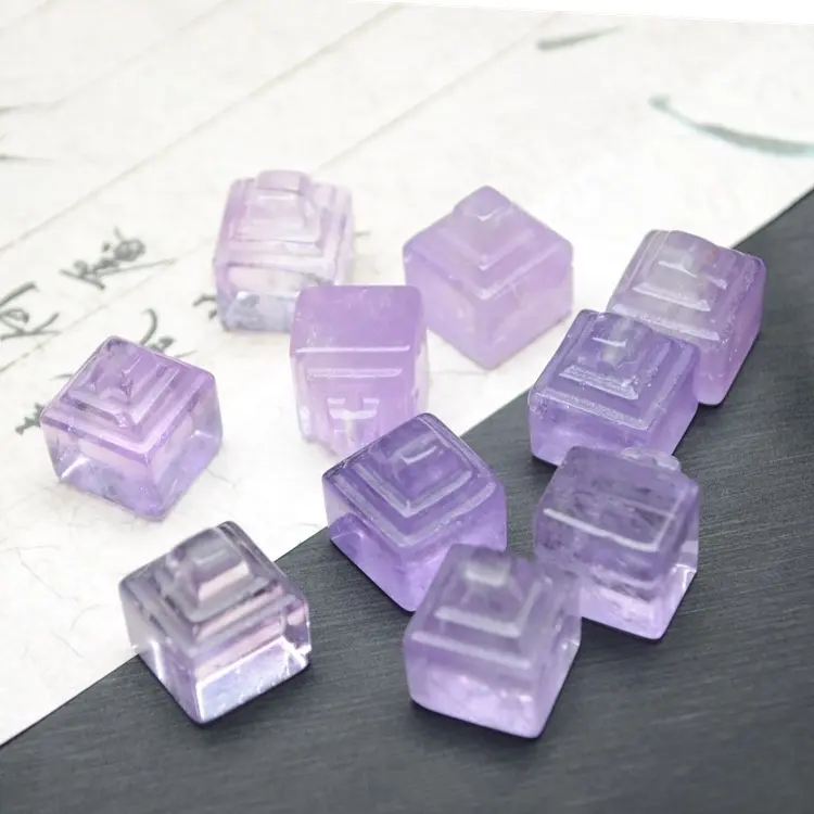 Premium 13×13mm Natural Dongling & Tianshan Peach Blossom Jade Mini Seal Pendants, 1pc 13x16mm Amethyst, Fine Polished Craft Custom Office Stamps, Personal Adornment Jewelry Gift Collectibles, Natural Jade, Custom Seal Carving