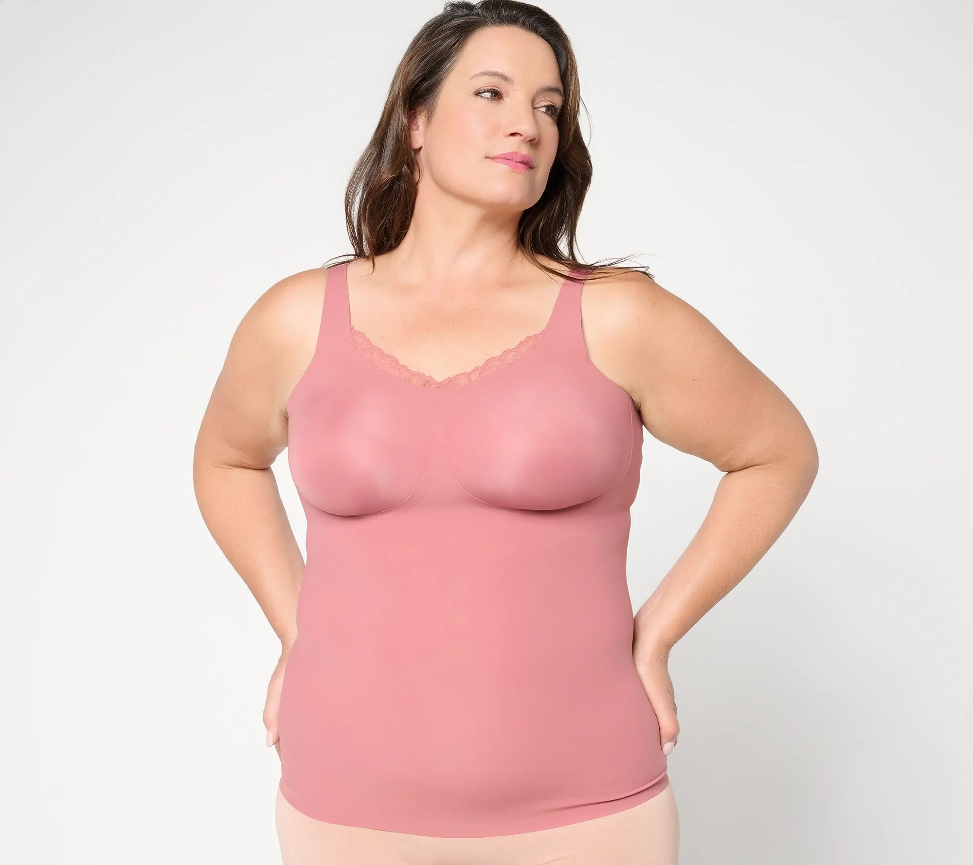 Evelyn & Bobbie Lace Trimmed V-Neck Seamless Bra Cami
