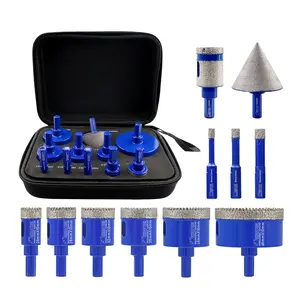 SHDIATOOL 11-Piece Diamond Drill Core Bits Kit Hole Saw Sets Diamond Drilling Mould Guide for Porcelain Tile Marble Ceramic Granite with Hollow EVA Guide Jig 11counts(6/8/10/20/28/32/35/45/65/25MM/2inch)