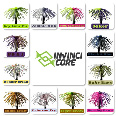 Invinci Core Mini Mop Jigs - Compact Ultra-Light Jigs with Flared Skirt Design & Premium Fine-Cut Silicone Strands for Finesse Fishing