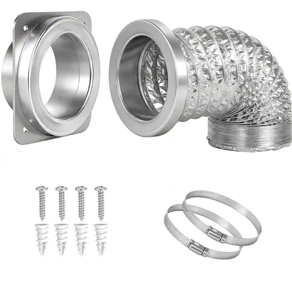 Magnetic Dryer Vent Connector Kit DV180 Airtight Seal Dryer Vent Hose Coupling Exhaust Hose with 3.3Ft 4" Duct And Two Clamps