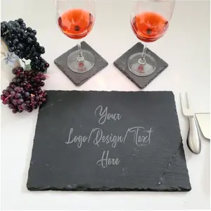 Personalized Cheese Serving Slate Board – Custom Laser Etched Slate Cheese Plate with Natural Edges
