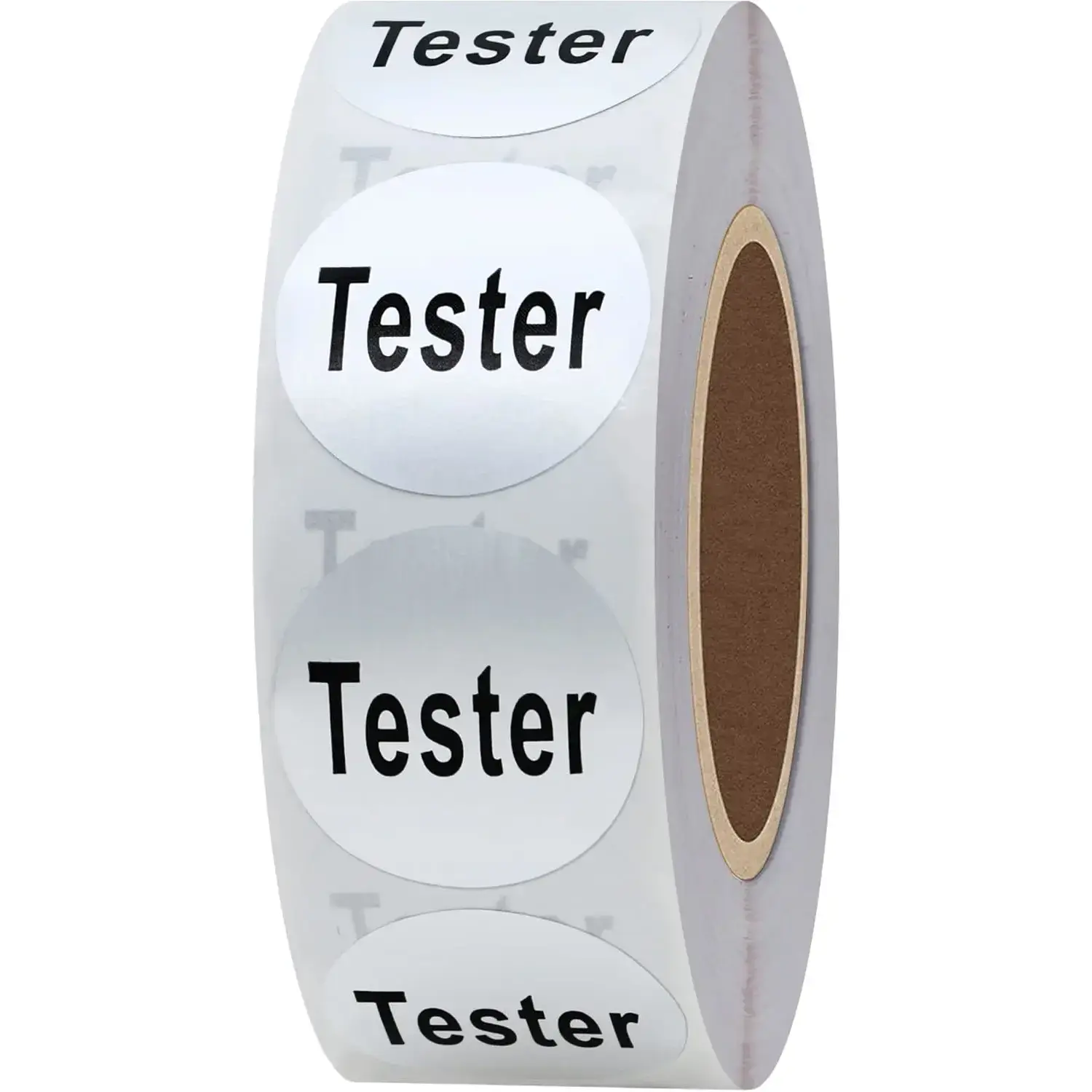 Clear Cosmetic Tester Labels 20mm Round Total 500 Per Roll (Silver)