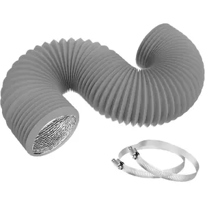 4 Inch 8FT Dryer Vent Hose,Flexible Insulated Air Ducting,Vent Hose PVC Aluminum Foil with 2 Clamps for HVAC Ventilation(Grey)