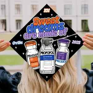 Customized ICU Nurse Graduation Cap Topper, Personalized RN Anesthesia Grad Cap, CRNA Gifts, Class of 2025