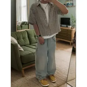 Manfinity Men's Casual Plaid Short Sleeve Shirt, Summer