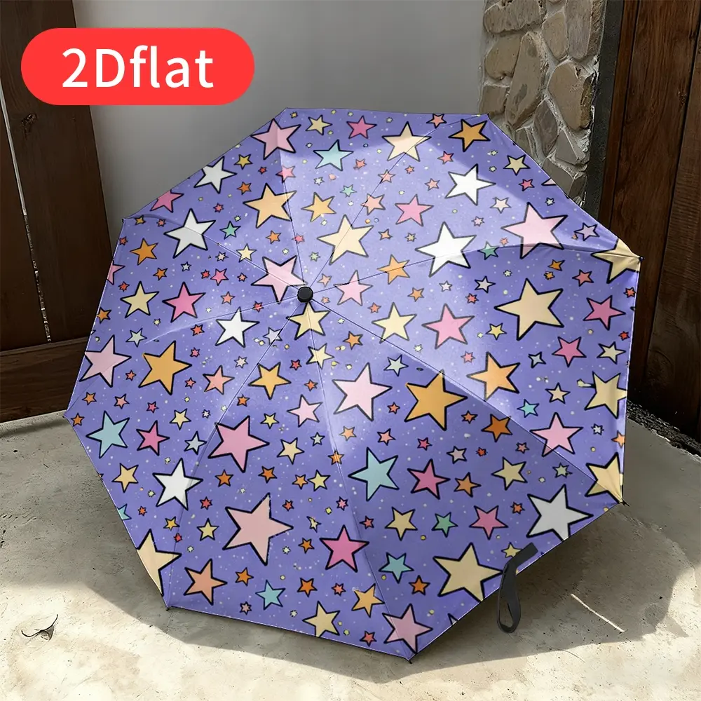 Compact folding umbrella (pink/yellow/white-lavender) – portable travel umbrella, easy to carry, backpack-friendly, suitable for all-weather use