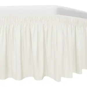 Easy-Going Bed Skirt for Twin or Full Size Bed, 22 Inch Tailored Drop, Fitted with Adjustable Elastic Belt, Convenient to Use Without Lift The Mattress (Twin/Full, Ivory)