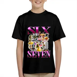 Kid's T-shirt Funny 67 Meme Six Seven Christmas Pattern gesture robot number character mecha  lightning fun 100% cotton pattern T-shirt for boys and girls  toddler cartoon T-shirt, teen boy clothing gift  G-137