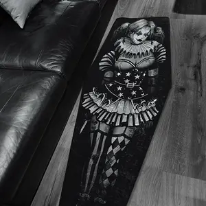 Clown Pattern Floor Mat, 1 Count Gothic Coffin Shaped Floor Mat, Soft Non-slip Area Rug, Decorative Carpet for Home Living Room Bedroom