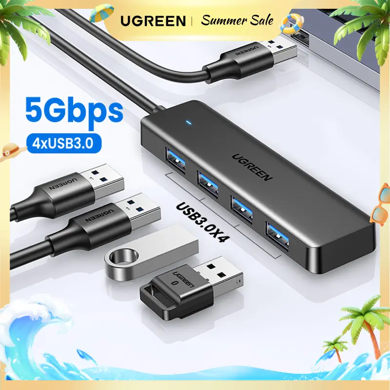 UGREEN 5Gbps USB 3.0 Hub, 4 Ports USB A/USB C Splitter, Ultra-Slim Design, Compatible with PS5, Xbox, Mouse, TikTokShopBacktoSchoolKeyboard, Flash Drive,ign, Compatible with PS5, Xbox, Mouse, TikTokShopBacktoSchoolKeyboard, Flash Drive,Summer Sale