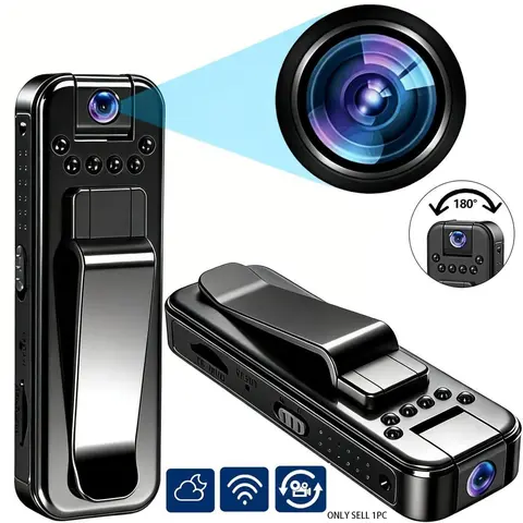 Mini Body Camera with IR Night Vision and 180° Rotating Lens Portable Sport DV Camcorder for Travel Vlogging Cycling Hiking Outdoor Adventures Wearable Video Recording Camera