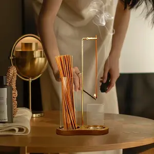 One thing dual-use aromatherapy and candle holder Natural wood base aromatherapy diffuser Removable glass ash collector Suitable for living room and bedroom fragrance decoration perfume wood Bacor burner