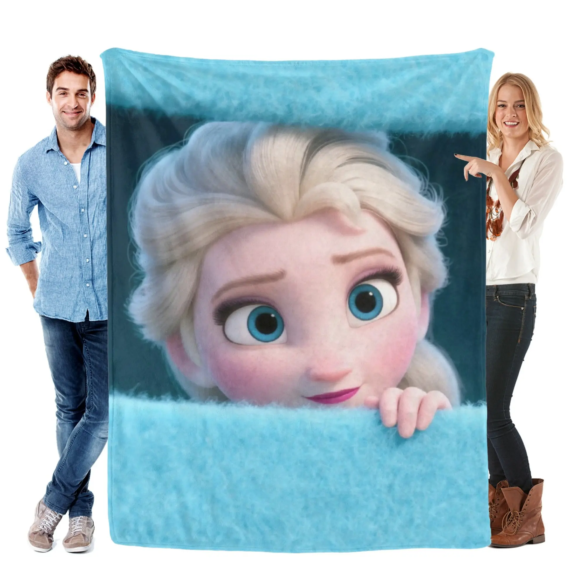 [SummerVibes] DISNEY CLASSIC Frozen Elsa Soft Flannel Blanket, Vibrant 2D Print Throw for Bed, Couch & Office