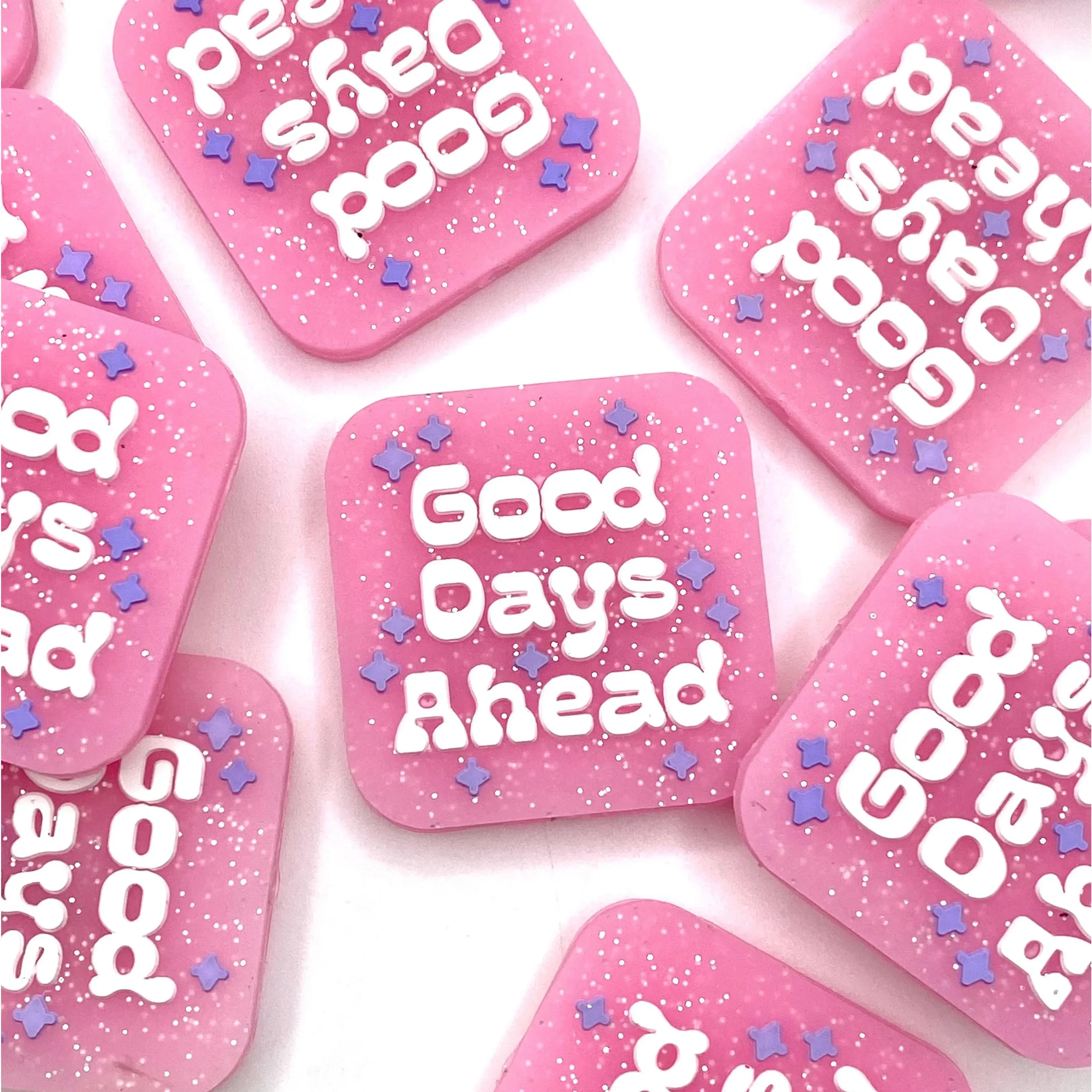 1pc Good Days Ahead Silicone Focal Beads - Pink Beads Ideal for Gifts and Crafting & Beading DIY Supplies