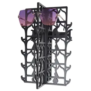 Wall Mounted Black Wood Sunglasses Rack - 15-Pair - Dancer Collection