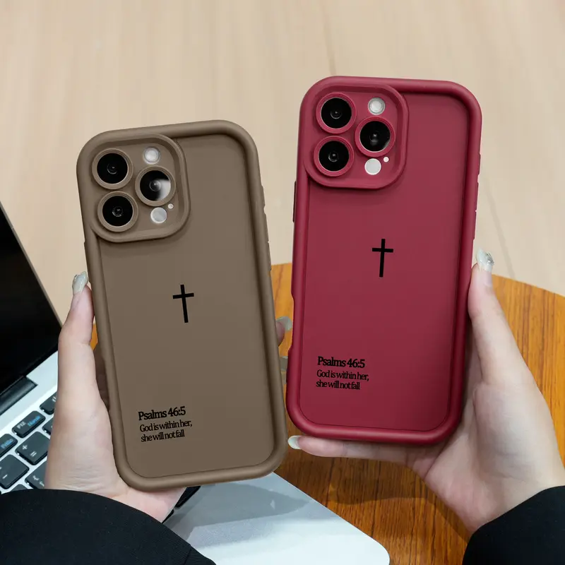 Faith-Inspired Cross Minimalist Psalms Protective Silicone Phone Case for iPhone 17 Pro Max, Air 16 E, 15 Plus, 14, 13 Mini, 12, 11, XR, XS & Galaxy S26-S21, Shockproof Drop Protector, Advanced Anti-Scratch Casing, Durable Mobile Accessories, HY45