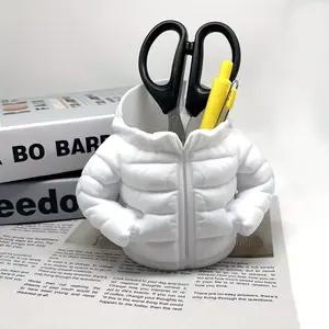 Innovative 3D Printed Down Jacket Pen Holder, Multifunctional Desktop Organizer for Stationery & Makeup Brushes, Unique Gift for Students & Professionals