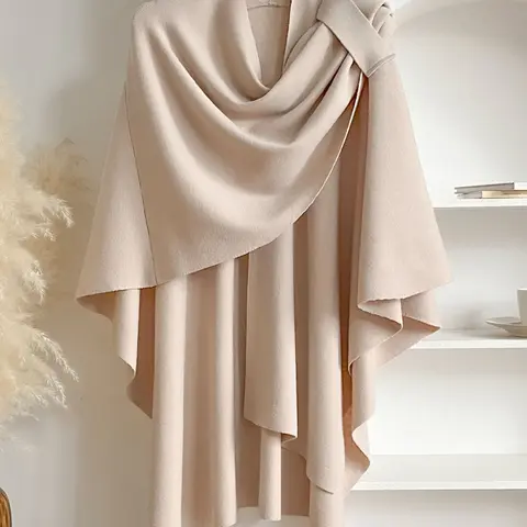 Elegant Women's Fashion Shawl, Shawl For Dress, Simple Solid Color Cape for Daily Use, Perfect Birthday Gift, All Season Wearable Accessory, Trendy Solid Shawl