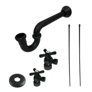 212 MAIN Trimscape Traditional Solid Brass Plumbing Supply Kit Combo, Matte Black Bathroom Fixture, Bathroom Accessory