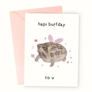 Cartoon Frog Pattern Birthday Card, Greeting Card with Envelope, Greeting Card, Small Business Supplies, Birthday Gift for Friends & Family, Birthday Card for Mom