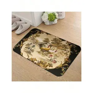 Vintage farmhouse rooster floor mat, non-slip polyester area rug for kitchen entryway bathroom laundry room rustic home decor