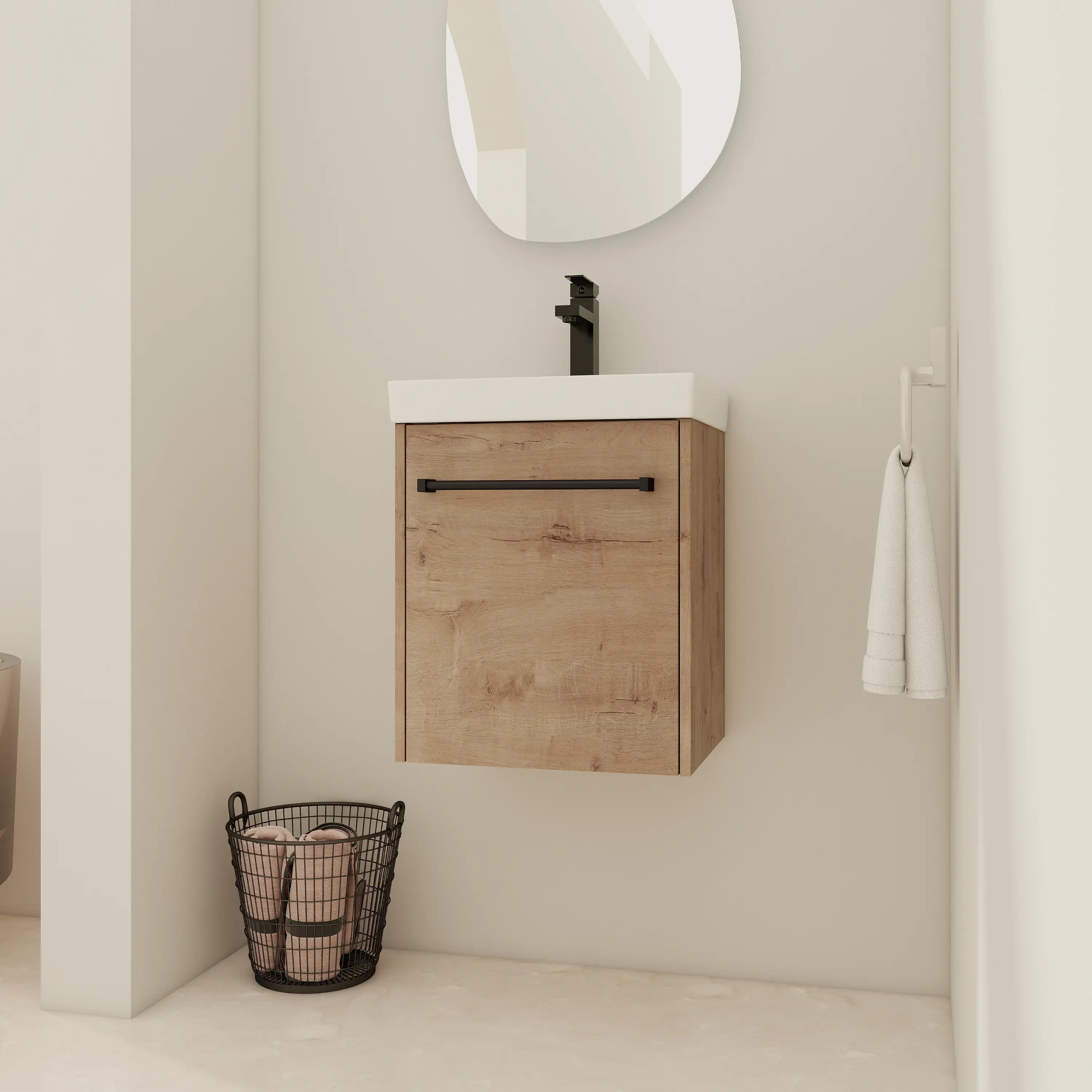YYDS 18'' Floating Wall-Mounted Bathroom Vanity with Ceramic Sink & Soft-Close Cabinet Door, For Small Bathroom