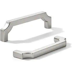 10-Pack 4 Inch Square Brushed Nickel Cabinet Pulls, Zinc Alloy Handles for/Cabinets, Drawers & Cupboards (4 Inch Center to Center)
