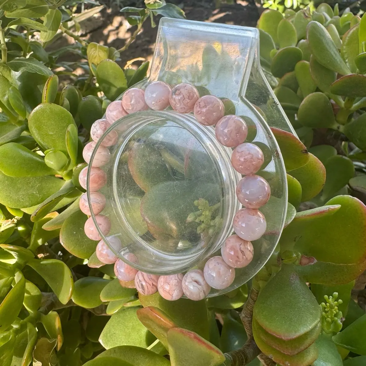 Pink Agate 8mm Bracelet with Some Druzy - Elegant Design and Unique Aura