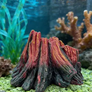 Realistic Volcano Fish Tank Decoration, Home Office Aquarium Ornament, Creative Holiday Gift, Resin Volcano Decor for Freshwater/saltwater Tanks