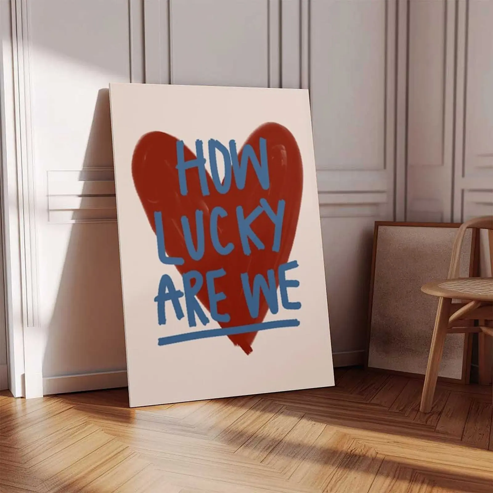 Must-Have For Couple Bedroom "How Lucky Are We" Heart Poster Full Romantic Vibe For Your Bedside