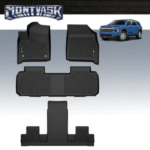 CROSSDESIGN 3D TPE Floor Mats Liners All Weather Molded | Fits Chevrolet Traverse 2018-2024 | Front & 2nd Row &3rd Row ,black