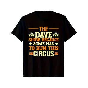 Men'S Funny The Dave Show Graphic T-Shirt |   Black with Orange & White Design, Casual Round Neck Tee for Sports, Workouts, and Casual Attire, Playful Design, Medium Stretch Fabric, Same Style for Men and Women, 2025 Summer, Short-Sleeved, Printed
