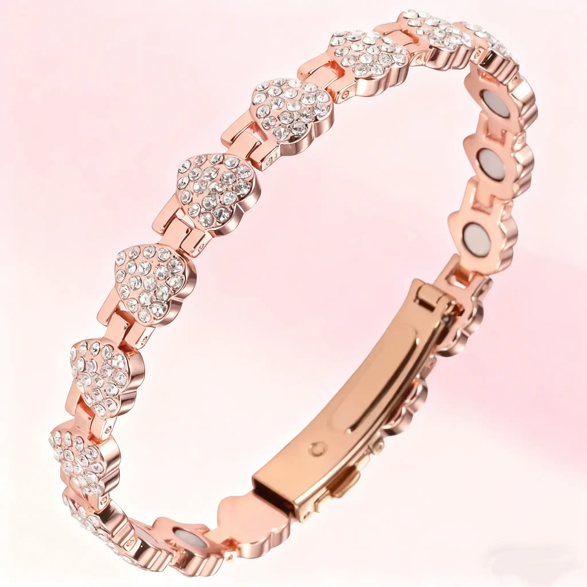 Women's Premium Adjustable Magnetic Bangle - Bracelets Jewelry with 3800 Gauss High-Strength Magnet, Sparkling Zircon Inlay, Adjustable Stack Design, Energy Magnet Feature, Rhinestone Decoration, Elegant Costume Accessory, Adjustable Stack Bangle