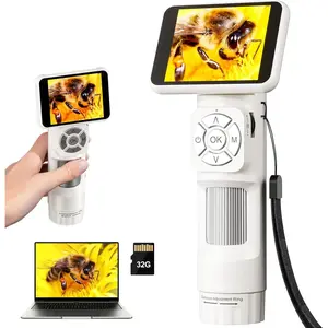 JL113 Microscope for  Adults with 2.8" IPS Screen, Handheld Digital Microscope Camera Anti-Shake, 1080P USB  Magnifier for Adults with 8 LED Light, Science Kit , PC View, 32GB