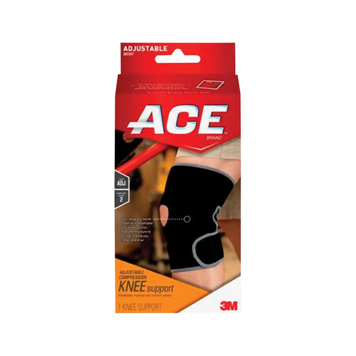 212 MAIN ACE 9792599 High-Quality Sports Knee Brace - Adjustable Compression Design, Black Knee Sleeve, Size 2
