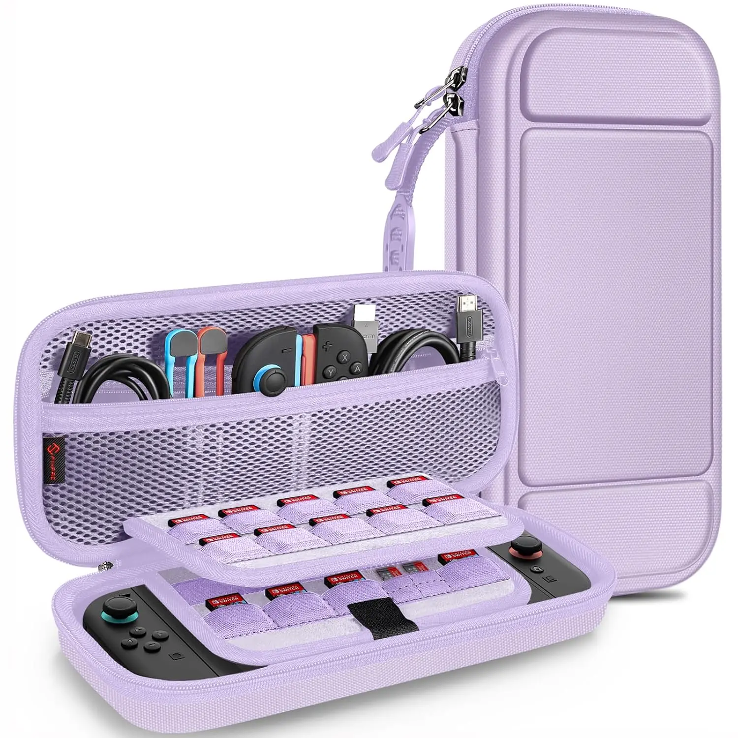 Shockproof Carrying Case for Nintendo Switch 2 (2025) |   Portable Hard Shell Protective Cover, Travel Storage Bag, 19 Game Card/2 Micro SD Card Slots, Inner Pocket, Lilac Purple